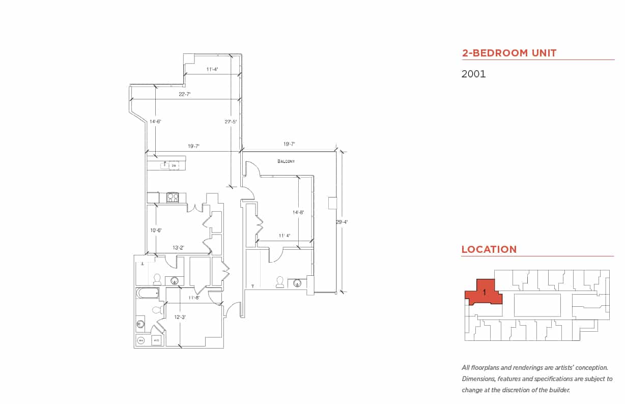 Franklin Tower Residences Two Bedroom Unit Floor Plans