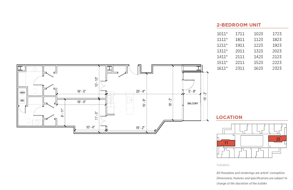 Franklin Tower Residences Two Bedroom Unit Floor Plans